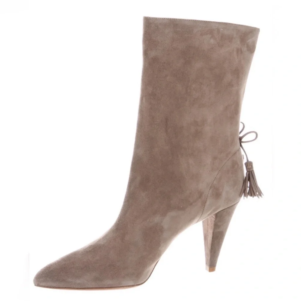 AQUAZZURA‎ X Claudia Schiffer Pointed-Toe Grey Ankle Boots